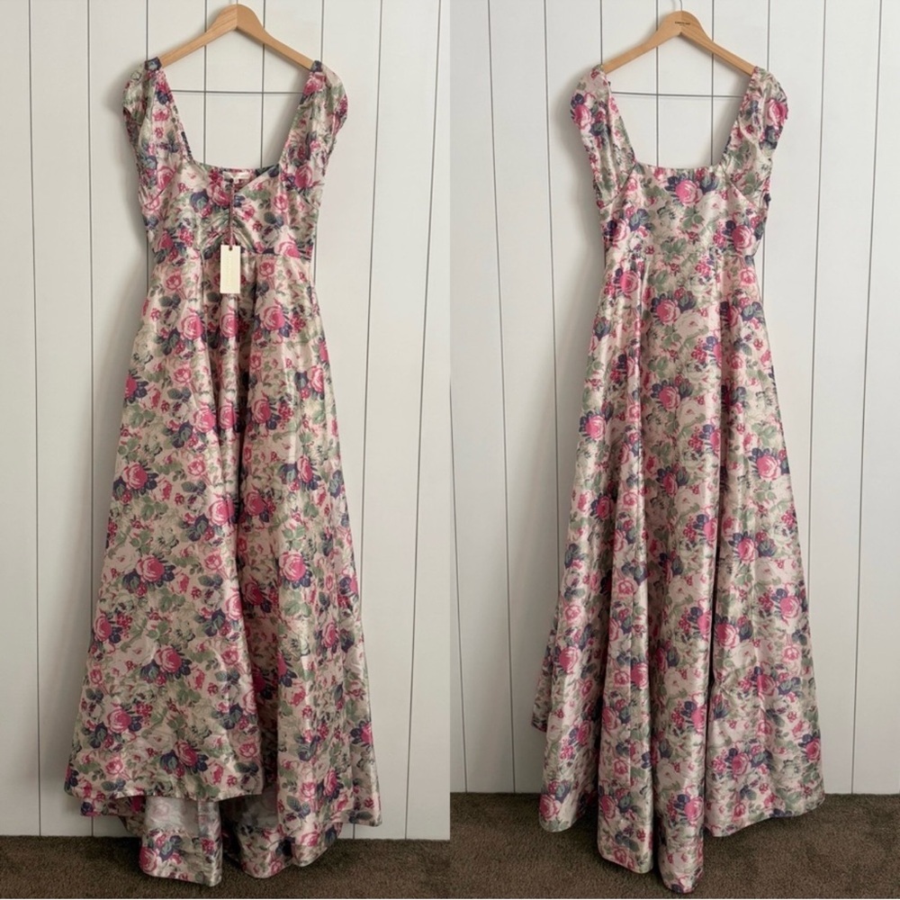 LoveShackFancy Pink and Cream Floral Maxi Dress gilvery gown